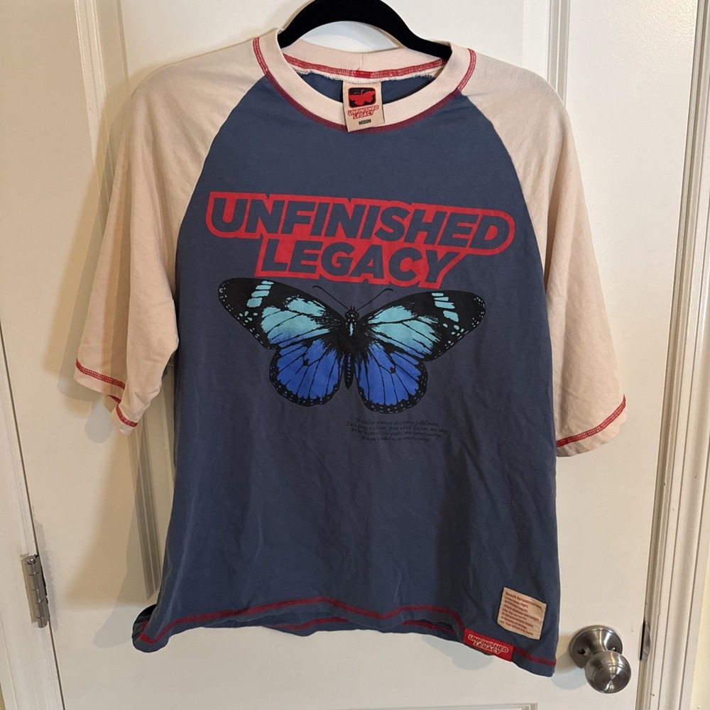 Unfinished Legacy Rebirth Butterfly Tee Blue Monarch Medium